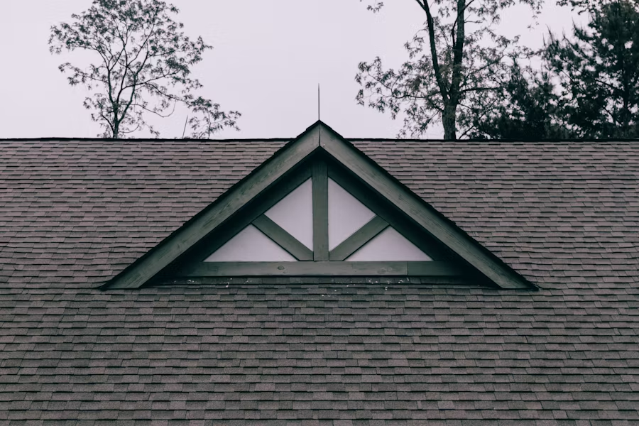 An attic window in a roof.