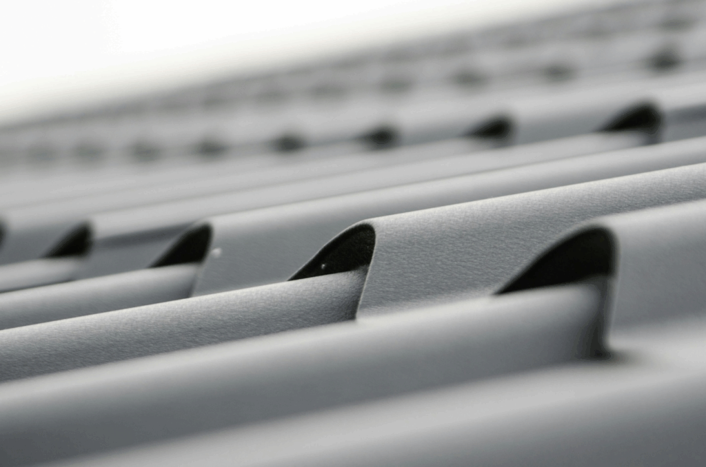 close-up details of metal roofing