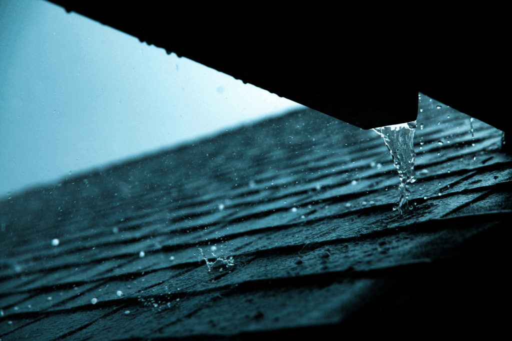 rain falling on top of a roof