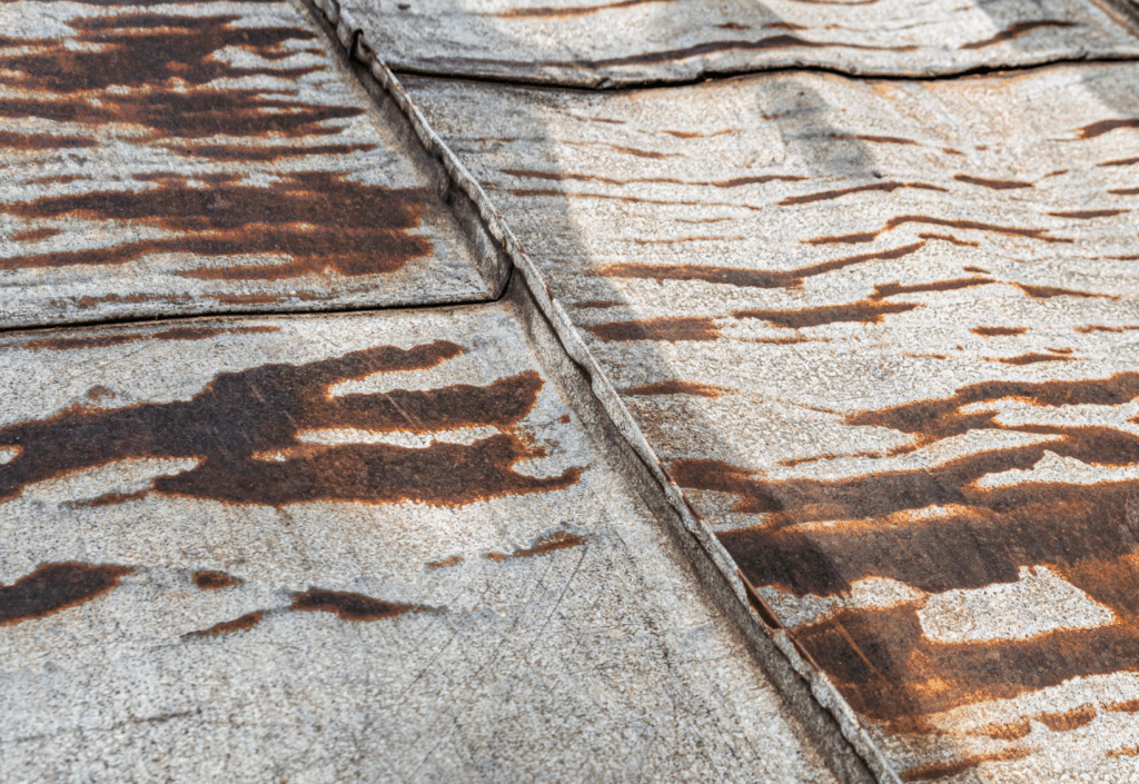 rust spread out on a metallic surface