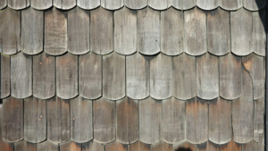 top view of old and damaged shingle roofing